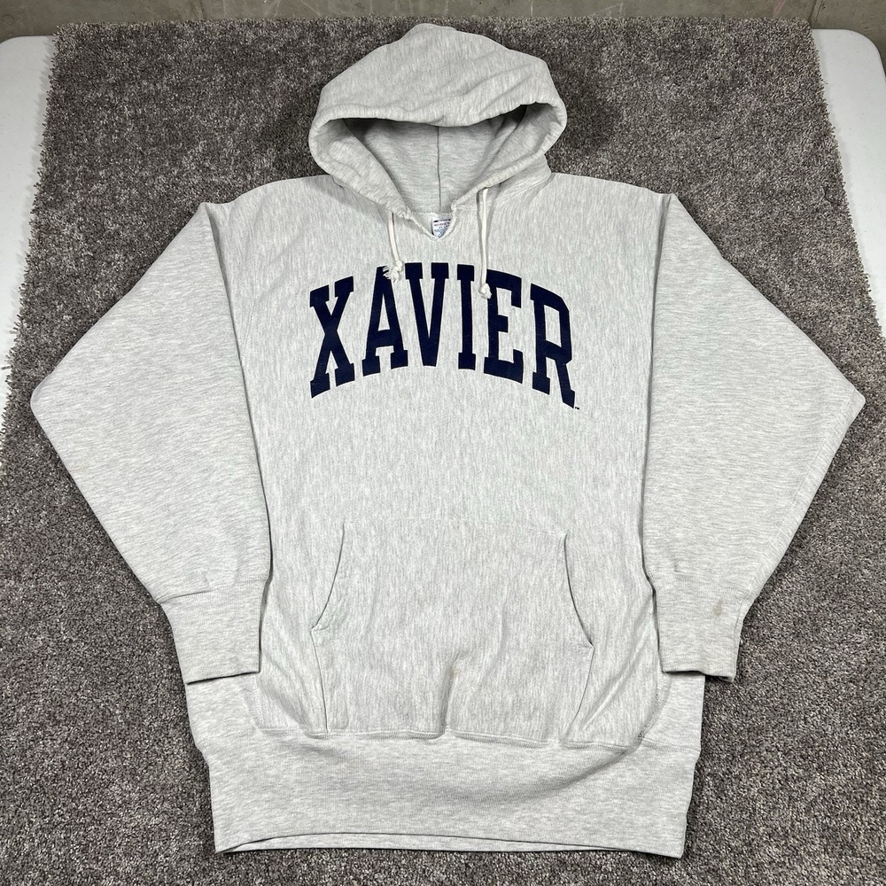 VTG 80s 90s XAVIER Champion Reverse Weave Hoodie Sweatshirt XXL USA Ohio College